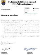 Hinweise Corona Generalversammlung Schützenbruderschaft Remblinghausen